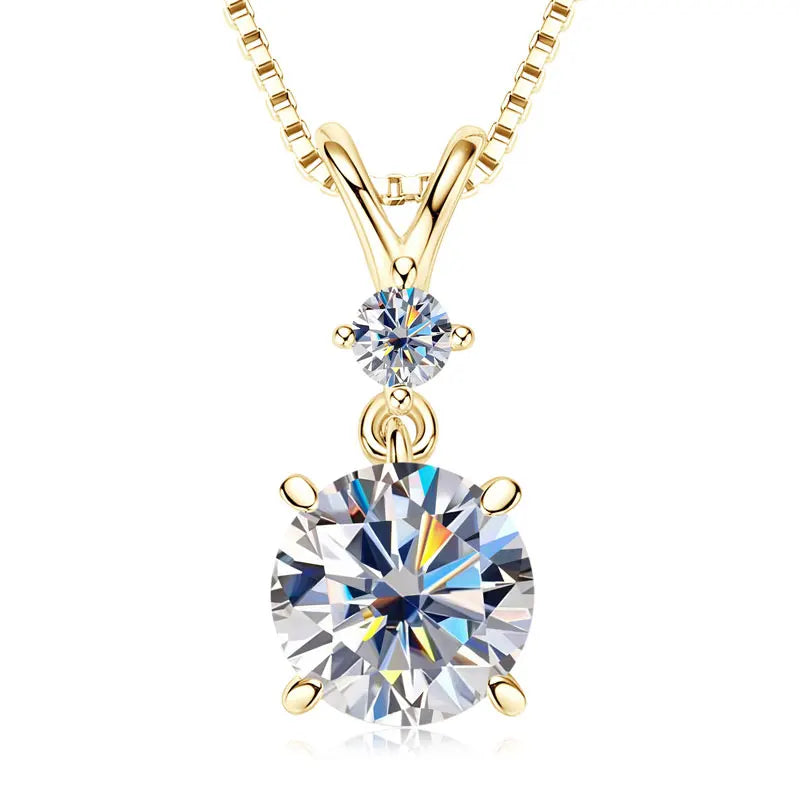 Funkelnde Zweisamkeit – 1CT/2CT/3CT Moissanite Solitaire Anhänger Halskette aus  Silber, Verstellbare Kette, Luxuriöses