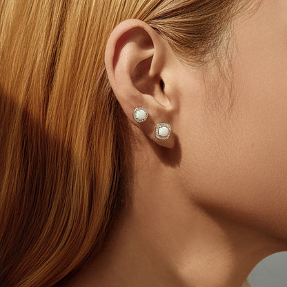 Urban Square – Elegant Opal Stud Earrings