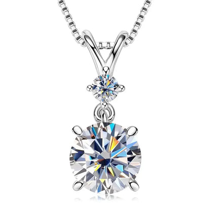 Funkelnde Zweisamkeit – 1CT/2CT/3CT Moissanite Solitaire Anhänger Halskette aus Silber, Verstellbare Kette, Luxuriöses - Alyrah Jewellery