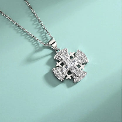 925 Sterling Silver Jerusalem Cross Pendant – Vintage Crusader Necklace for Women & Girls | Georgian Emblem Jewelry