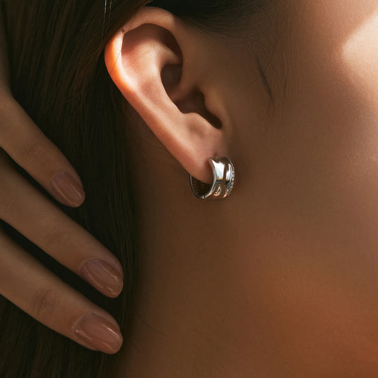 Liquid Flow – CZ Hoop Earrings