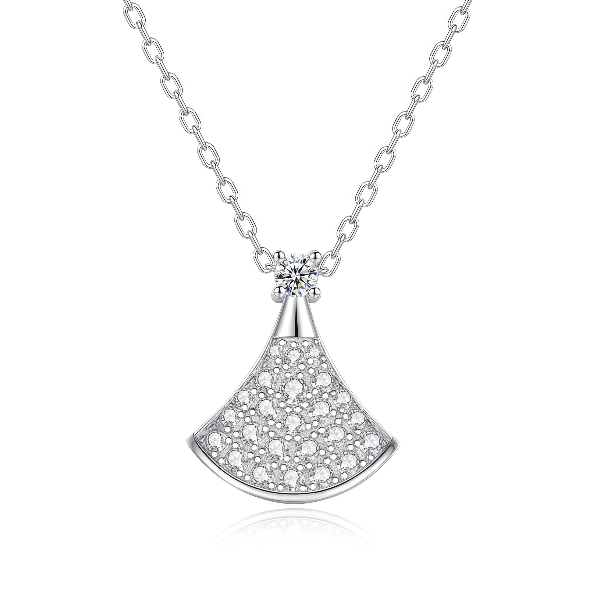 Lichtspiel – Fächerförmige Moissanite Halskette aus Sterling Silber, Elegante Damen-Kollierkette für Luxus und Stil - Alyrah Jewellery