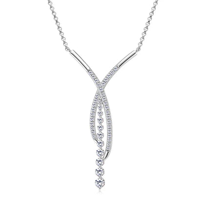 Strahlendes Y – 2-Karat Moissanite Anhänger Halskette aus Silber, Verstellbare Kette, Luxus Schmuck - Alyrah Jewellery