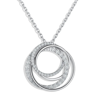 Ewiger Kreis – Moissanite Anhänger Halskette für Damen, 18K Goldbeschichtet Sterlingsilber, Vier Ringe Design - Alyrah Jewellery