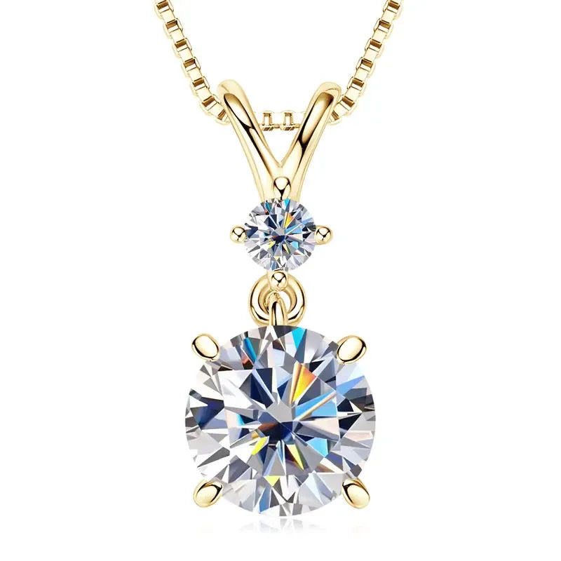 Funkelnde Zweisamkeit – 1CT/2CT/3CT Moissanite Solitaire Anhänger Halskette aus Silber, Verstellbare Kette, Luxuriöses - Alyrah Jewellery