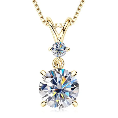 Funkelnde Zweisamkeit – 1CT/2CT/3CT Moissanite Solitaire Anhänger Halskette aus Silber, Verstellbare Kette, Luxuriöses - Alyrah Jewellery
