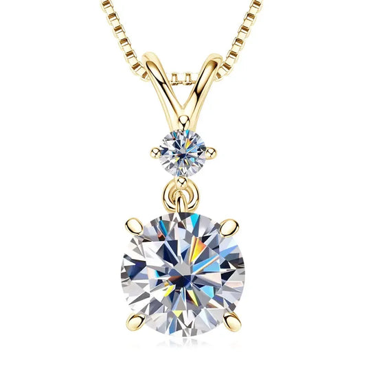 Funkelnde Zweisamkeit – 1CT/2CT/3CT Moissanite Solitaire Anhänger Halskette aus Silber, Verstellbare Kette, Luxuriöses - Alyrah Jewellery
