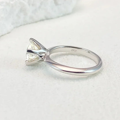 Moissanite Ring for Women 0.5-5ct | 925 Sterling Silver with White Gold Plating | Engagement & Wedding Band