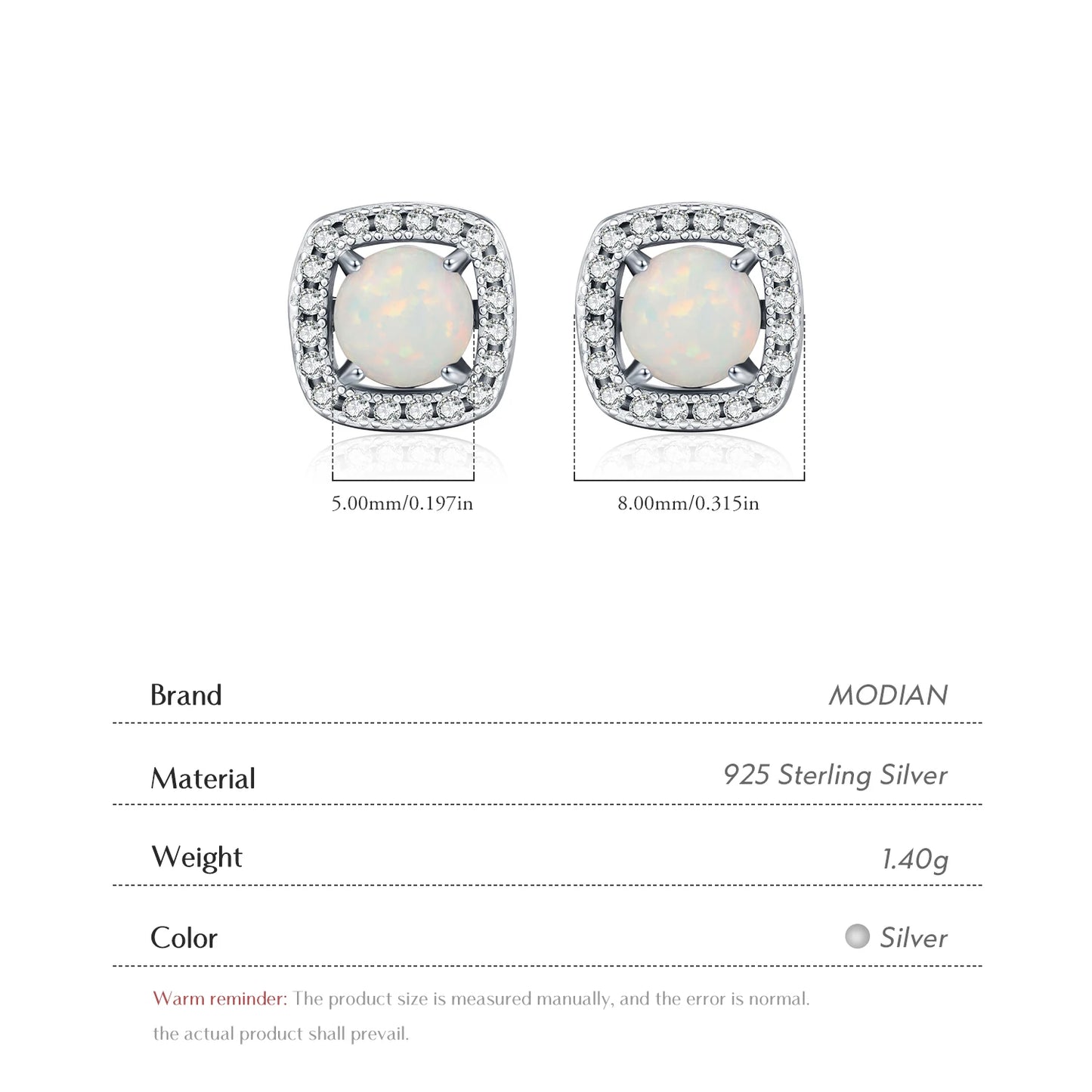 Urban Square – Elegant Opal Stud Earrings