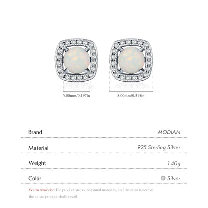 Urban Square – Elegant Opal Stud Earrings