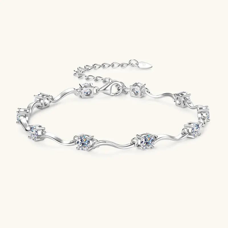 Silver Ribbon Spark – Moissanite Armband