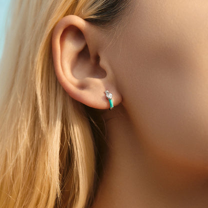 Urban Blue Heart enamel hoop earrings