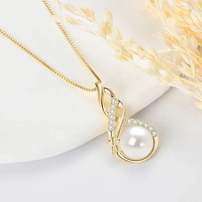 Unendliche Eleganz – 10mm Süßwasserperlen Anhänger Halskette, Sterlingsilber - Alyrah Jewellery
