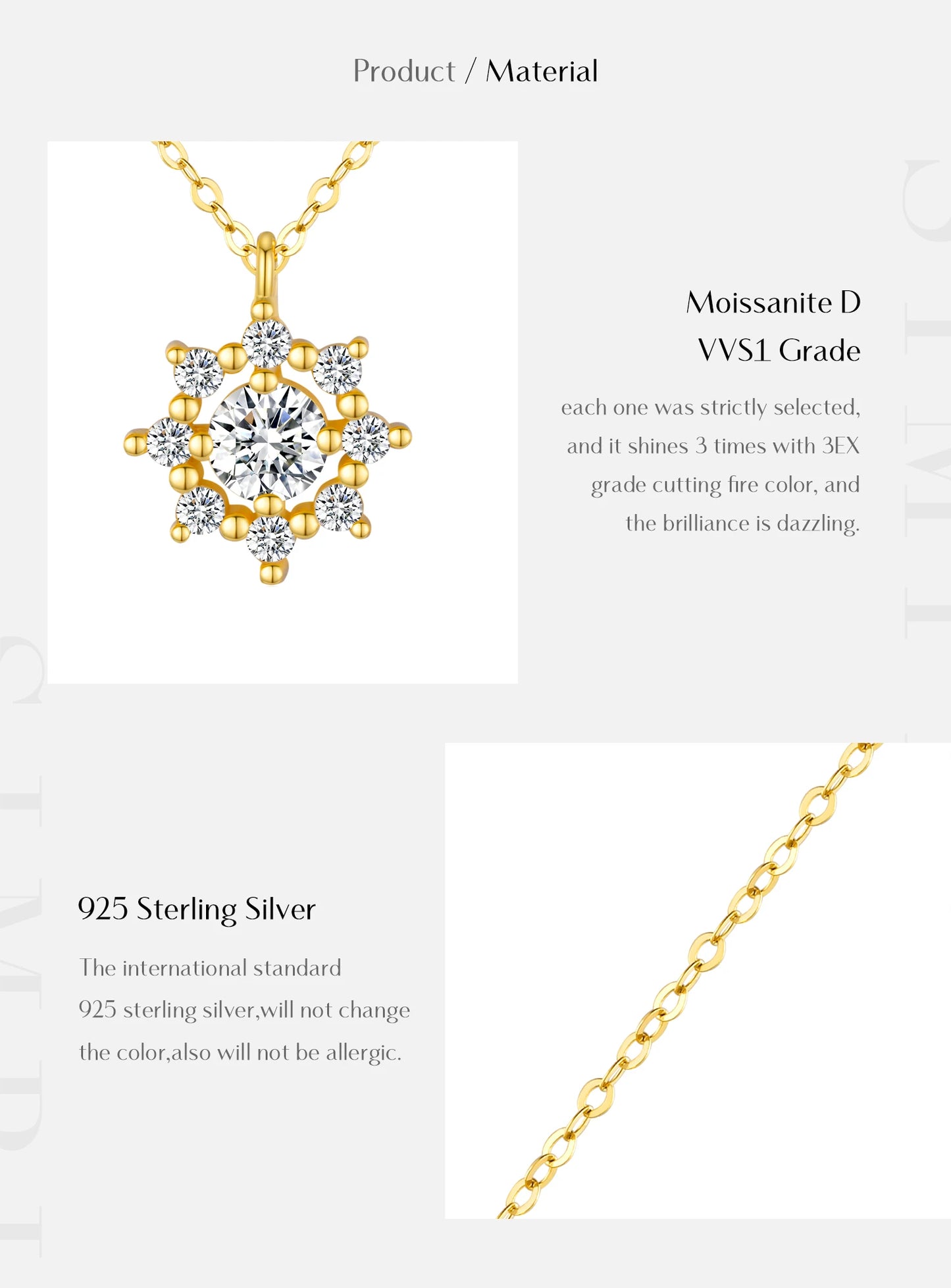 Eternal Snow – 0,5-Karat-Moissanit-Schneeflocken-Anhänger an Halskette