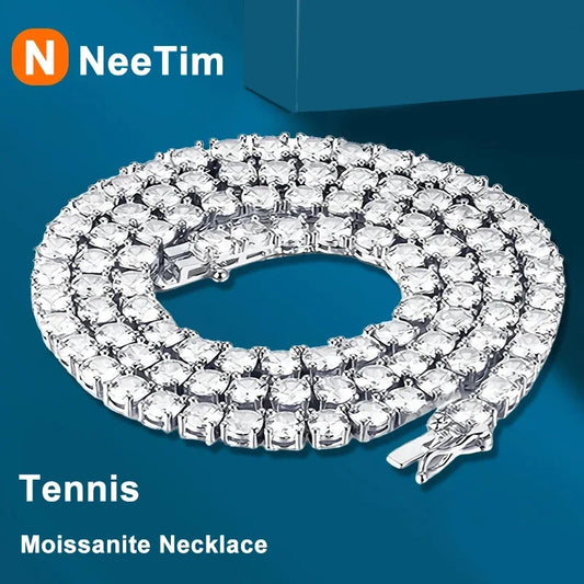 Moissanite Tennis Necklace & Bracelet Set | 925 Sterling Silver | Lab Diamonds for Women & Men