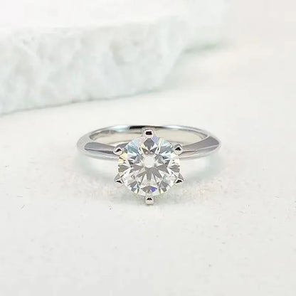 Moissanite Ring for Women 0.5-5ct | 925 Sterling Silver with White Gold Plating | Engagement & Wedding Band