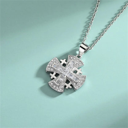 925 Sterling Silver Jerusalem Cross Pendant – Vintage Crusader Necklace for Women & Girls | Georgian Emblem Jewelry