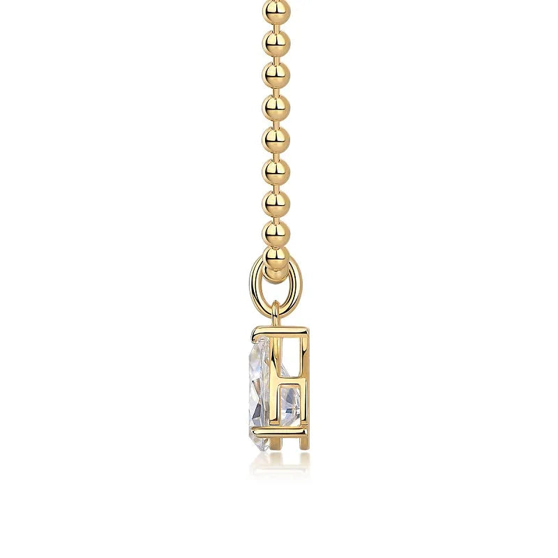 Wish Light – Trendiges S925 Silber Collier mit 9×13 mm tropfenförmigem Moissanit & Vergoldung - Alyrah Jewellery