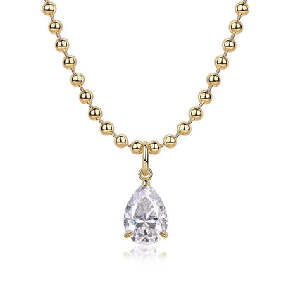Wish Light – Trendiges S925 Silber Collier mit 9×13 mm tropfenförmigem Moissanit & Vergoldung - Alyrah Jewellery