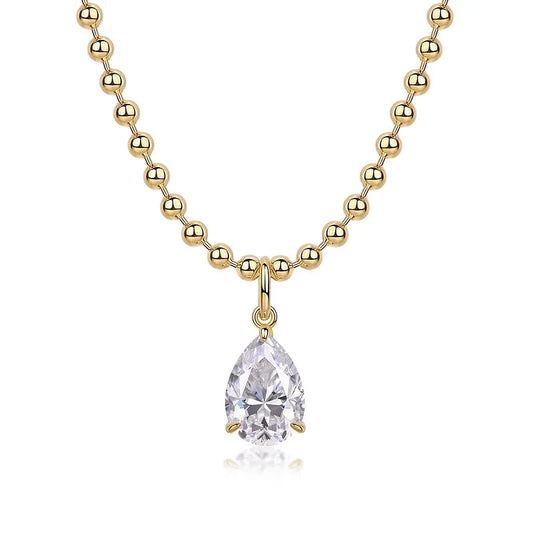 Wish Light – Trendiges S925 Silber Collier mit 9×13 mm tropfenförmigem Moissanit & Vergoldung - Alyrah Jewellery