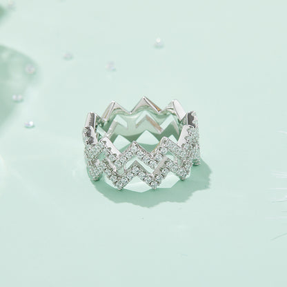 Diamond Shine – Elegante anello a zigzag in argento con moissanite di alta qualità