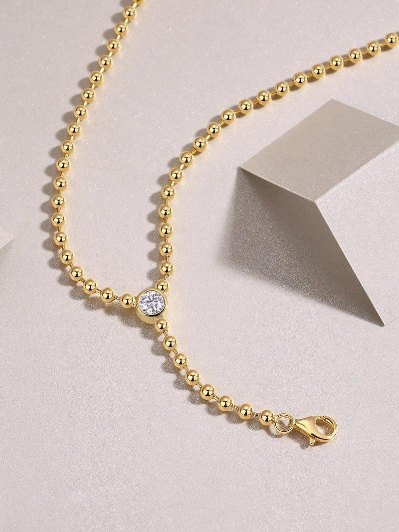 Time Interlaced – Trendiges S925 Silber Collier mit 0.5-Karat Moissanit & Vergoldung - Alyrah Jewellery