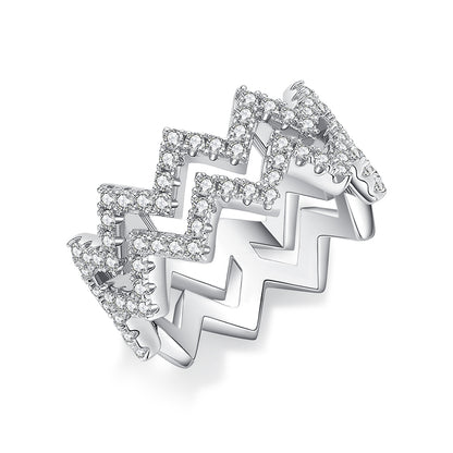 Diamond Shine – Elegante anello a zigzag in argento con moissanite di alta qualità