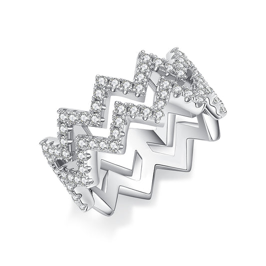 Diamond Shine – Elegante anello a zigzag in argento con moissanite di alta qualità