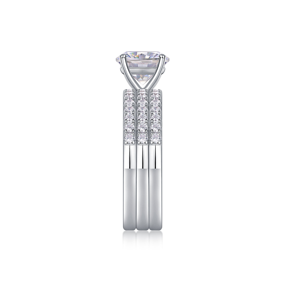 Trinity – Eleganter Moissanit-Ehering Silber