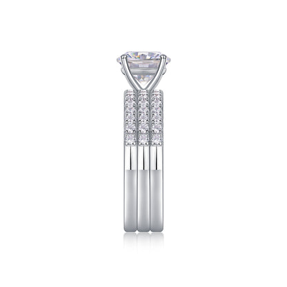 Trinity – Eleganter Moissanit-Ehering Silber