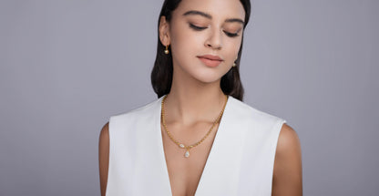 Elegantes Moissanit Anhänger-Collier – S925 Silber & Goldplattierung, modisch & funkelnd - Alyrah Jewellery