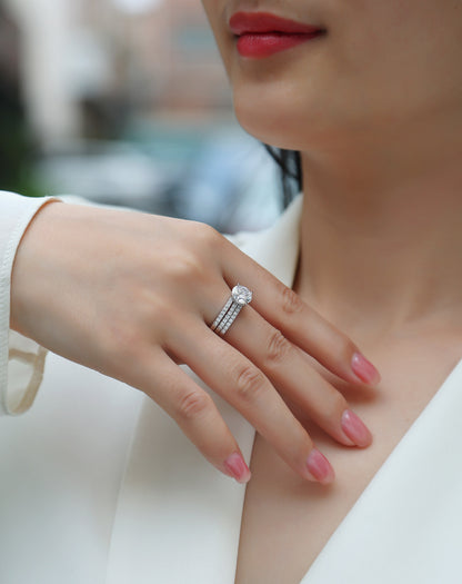 Trinity – Eleganter Moissanit-Ehering Silber