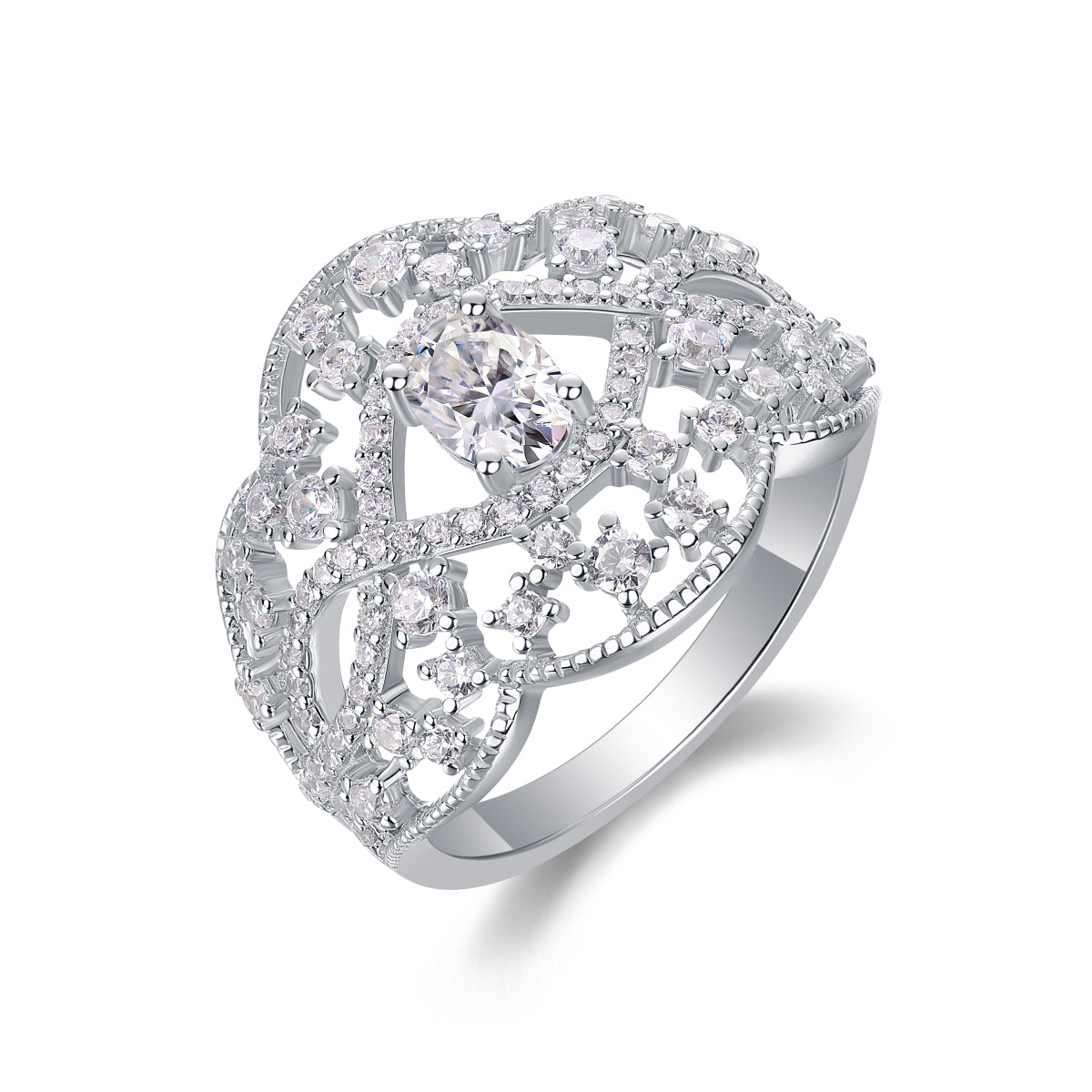 Moonlight Waltz – Elegant moissanite wedding ring