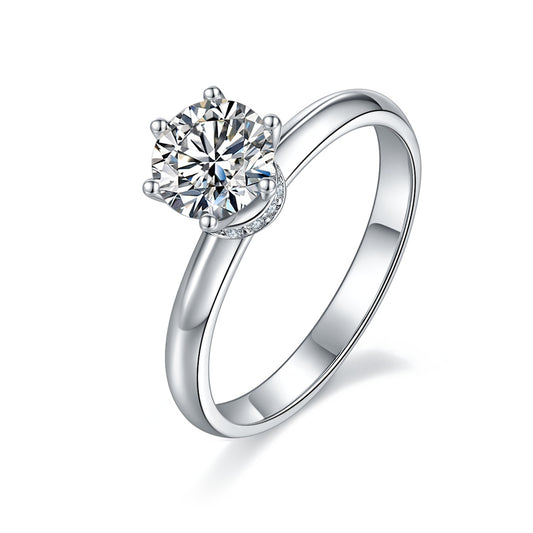 Minimalist Starlight – Semplice anello nuziale con moissanite