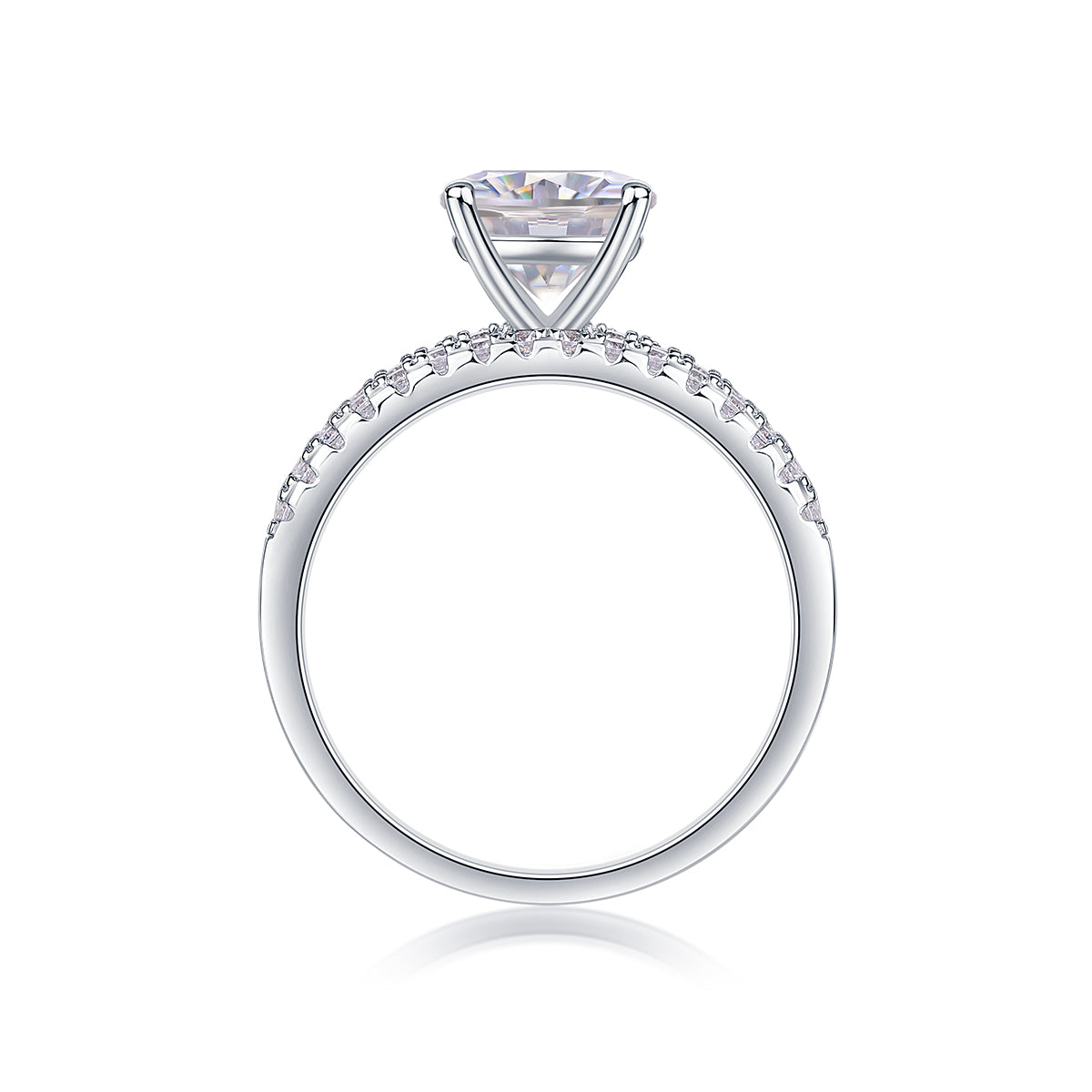 Trinity – Eleganter Moissanit-Ehering Silber
