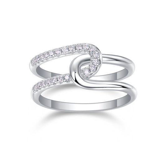Interlocking – Elegante fede nuziale con moissanite di alta qualità
