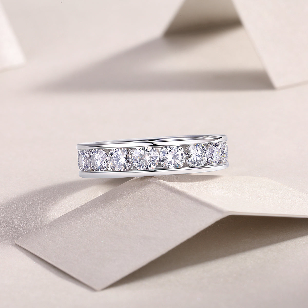 Large Star Ring – Moissanite 0.1 carat per point, S925 sterling silver with platinum plating