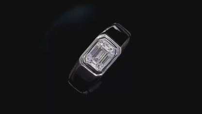 Anello da uomo con smeraldo imperiale e moissanite da 2 ct in argento sterling 925, placcato oro 18 carati